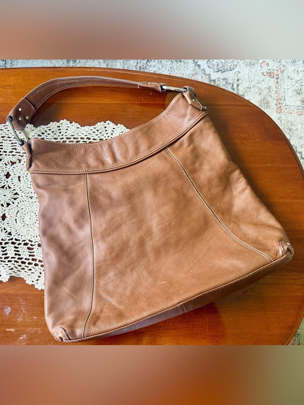 Clarks Cognac Leather Shoulder Hobo Bag